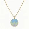 Dopamine oil drop round pendant necklace, retro and niche pendant, blue, green and purple color combination neck chain, European and American cross-border jewelry Application Scenario